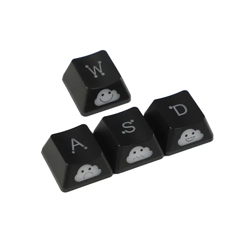 New Cute Emo Keycap Set WASD Arrow Broadside Lighting Key Cap for Mechanical Keyboard Compatible with MX Switch keyboard keycaps