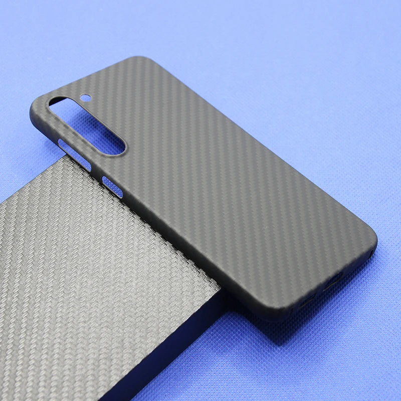 Case for Samsung Galaxy S23 S23+ Plus 600D Real Carbon Fiber Aramid Cell Mobile Phone Protective Cover Protection Shell