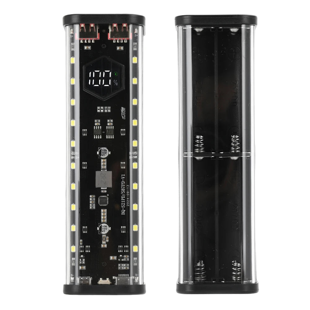8 Slots 21700 Battery Case DIY Kit Mecha Transparent Quick Charge Flash Charger Battery Case Kit Power Bank Box Type C