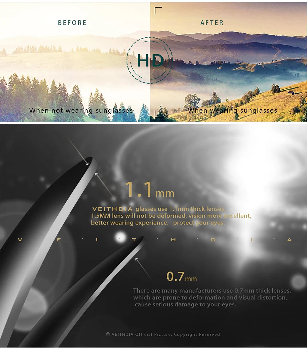 VEITHDIA Brand Sunglasses Men Polarized UV400 Sun Glasses Outdoor Sports Driving Male Women Eyewear Accessories For Female 1306