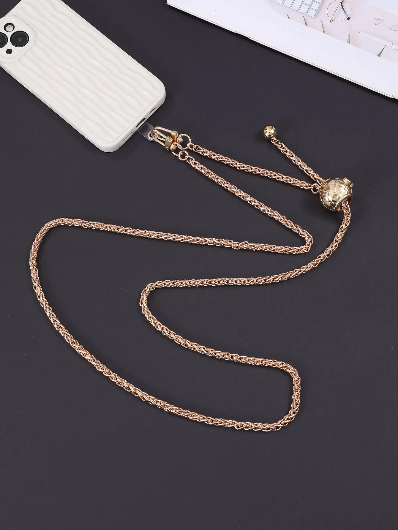 Gold Silver Iron Chain Aluminum chain Adjustable Length Diagonal Span Mobile Phone Pendant