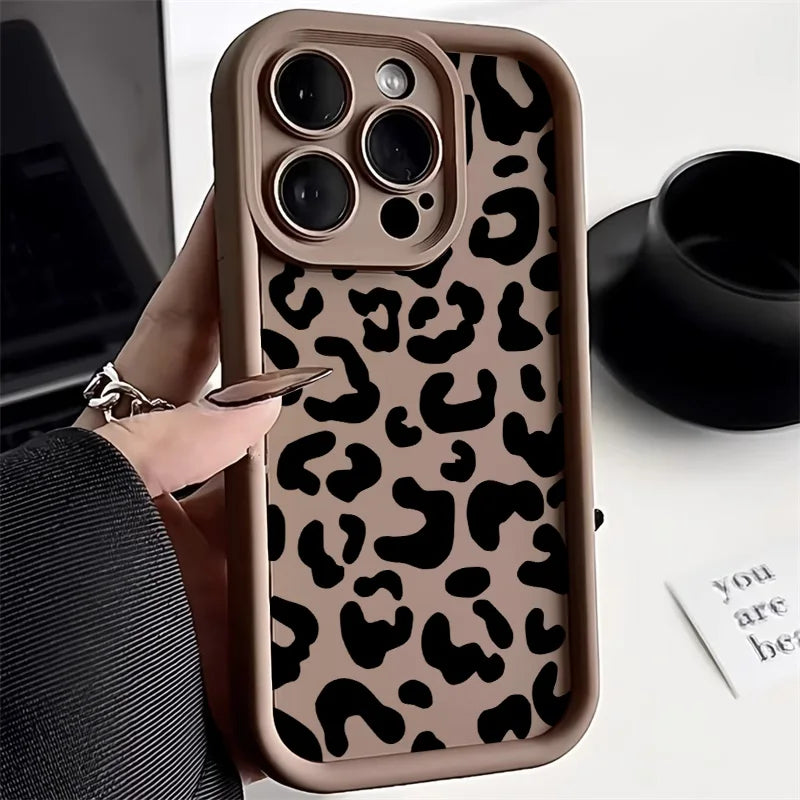 INS Leopard Print Phone Case For iPhone 11 13 12 14 15 16 Pro Max Funda iPhone XR XS Max X 7 8 Plus SE 2020 Silicone Soft Cover