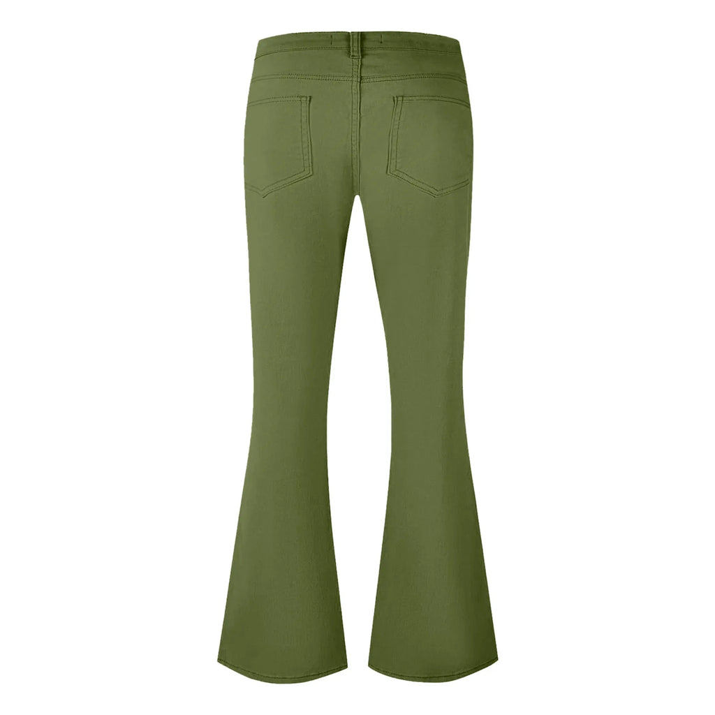 Men's fashion Retro Disco Flared Pants Loose Stretch Vintage Trousers Fit Flared Comfortable Retro Stretch Twill Men's Trousers