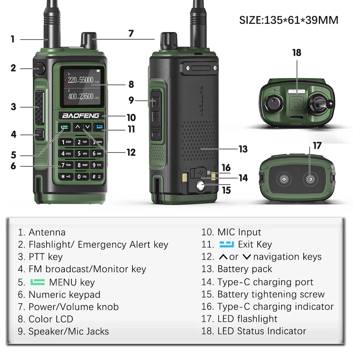 Baofeng UV 17 Pro Wireless Copy Frequency Walkie Talkie 16 KM Long Range Flashlight Type-C Charger Ham Radio UV 17 Pro L K5 5R
