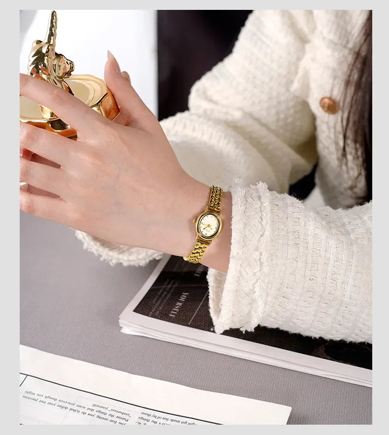Women Watch for Girls Small Wrist Quartz Reloj Muje Sliver Grey Gold Oval Orologio Ladies Wristwatch Stainless Steel Band Clock