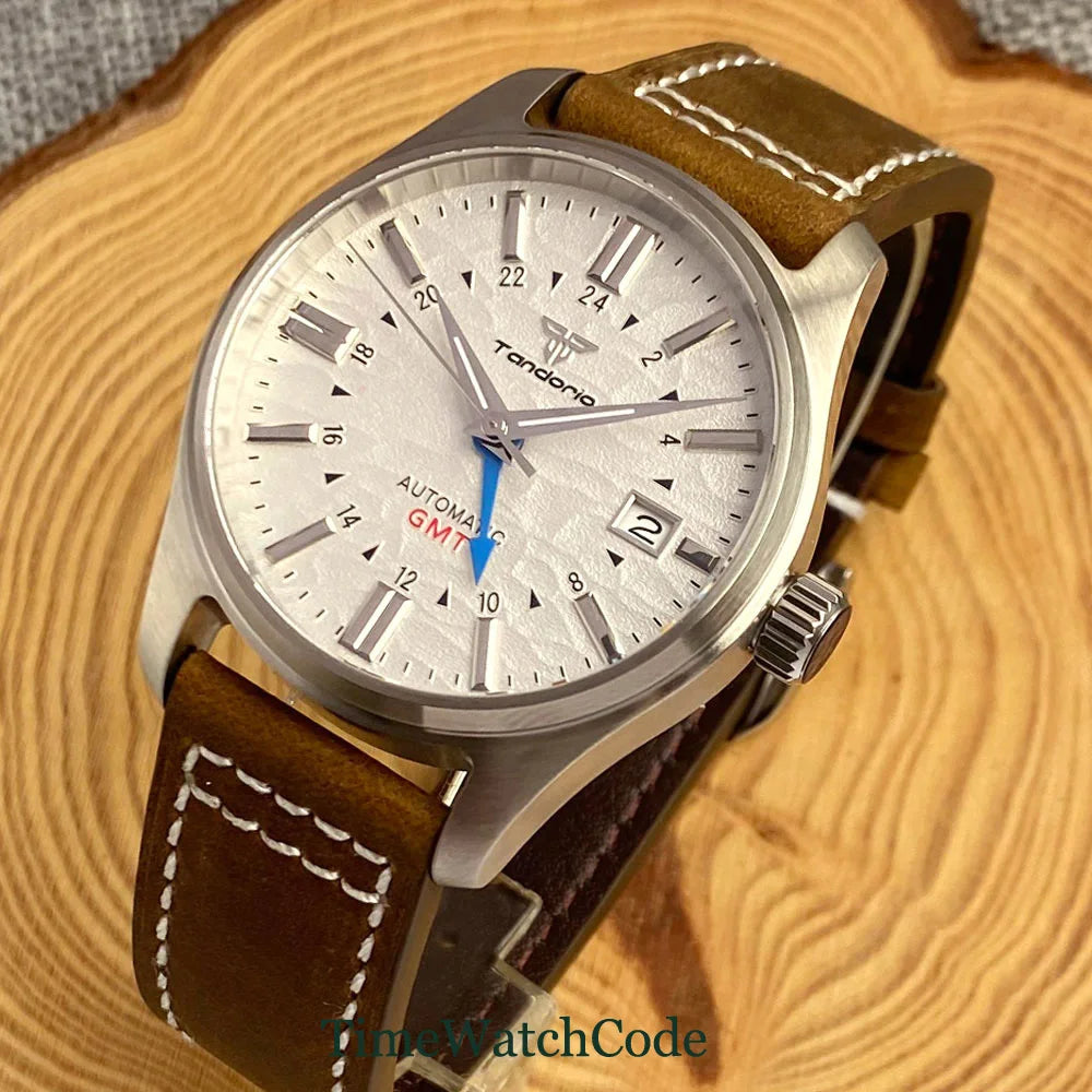 Tandorio  NH34A Automatic Mechanical Watch for Men Diving GMT Movement 200m Waterproof 39mm Sapphire Crystal 316L Bracelet