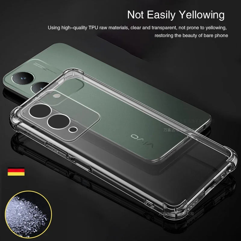Soft Clear Silicone Phone Case for VIVO Y17S Y16 Y15A Y15S Y12S Y11 Y11S Y10 T1 Shockproof Airbag Transparent Back Cover Housing