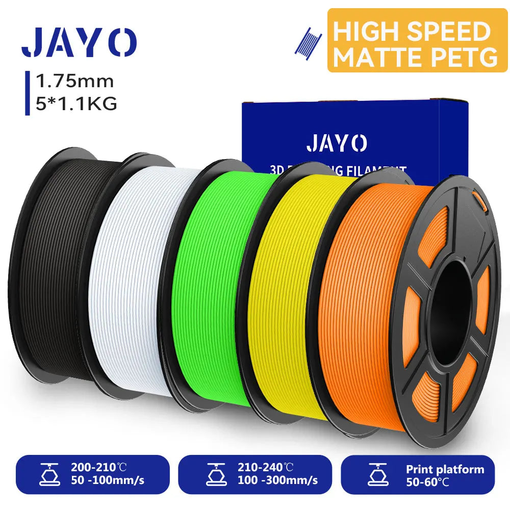 JAYO 5Rolls 3D High Speed Marble PLA/HS Matte PETG/HS PLA Filament 600mm/s High Speed 3D Printer Non-toxic Filament 1.1KG/roll