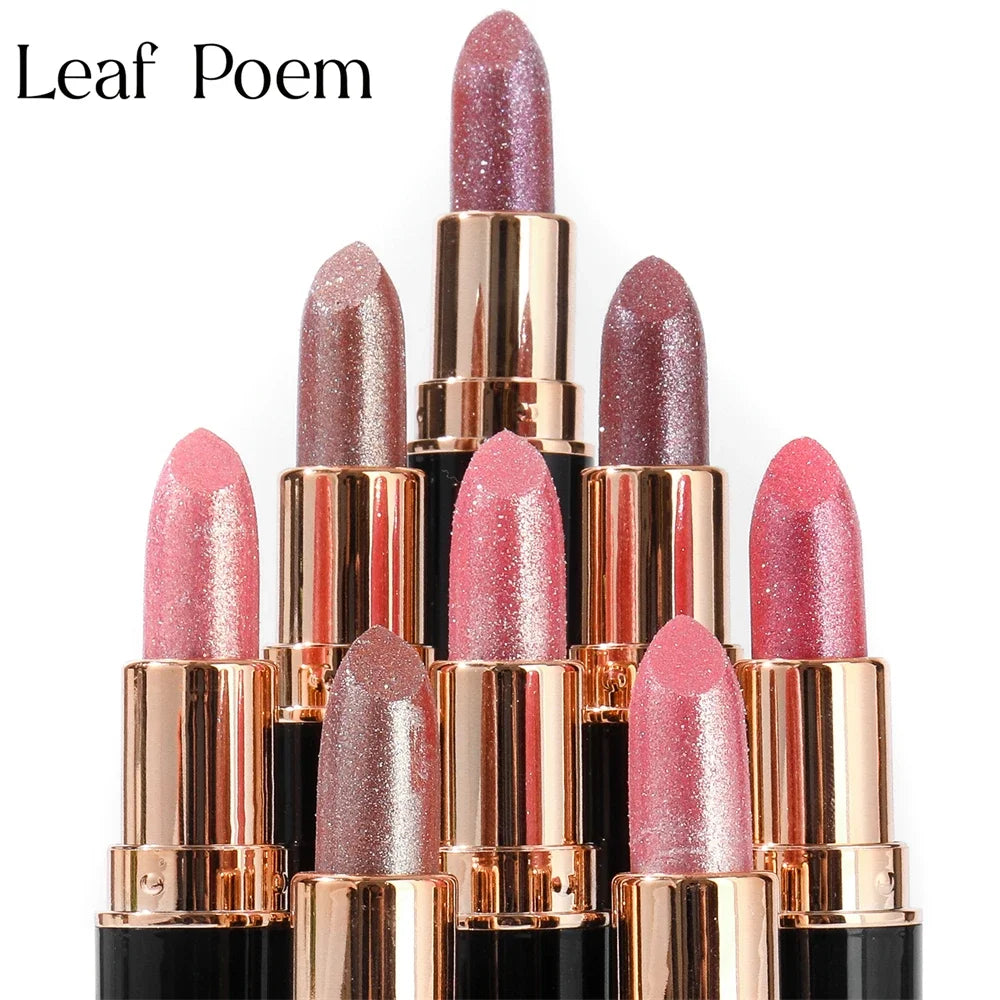 Black Tube Shiny Diamond Lipstick Pearl Moisturizing Glitter Lip Tint Balm Waterproof  Lasting Lip Gloss Shimmer Sexy Lip Makeup
