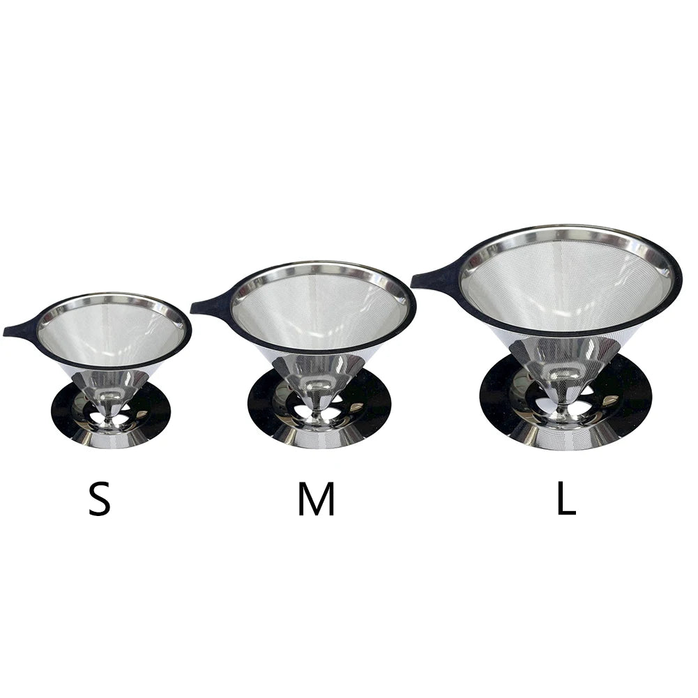 Cone Coffee Filter Screen 304 Stainless Steel Double-layer Espresso Tea Strainer Reusable Coffeeware Kitchen Gadgets
