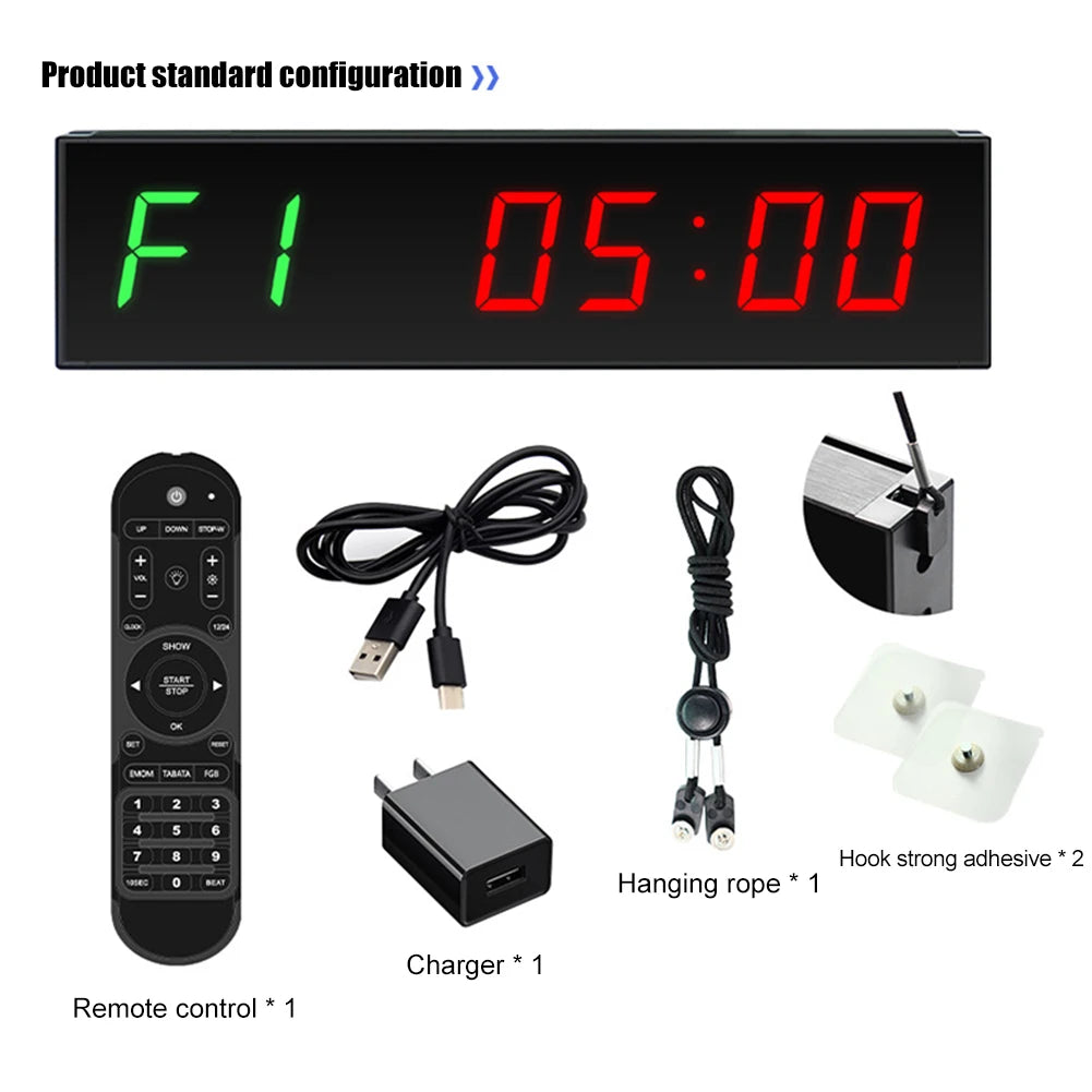 Digital Gym Timer Wall Mounted LED Digital Countdown Clock Sports Training Clock Crossfit Gym Fitness Training Timer with Remote
