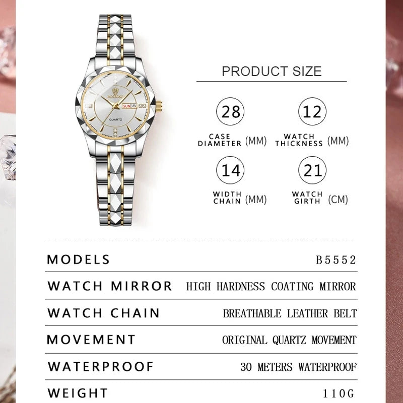 BINBOND 5552 Japanese Quartz Movement Fashion Women's Watch Top Brand Luxury Stainless Steel Strap Date Calendar Watch-1