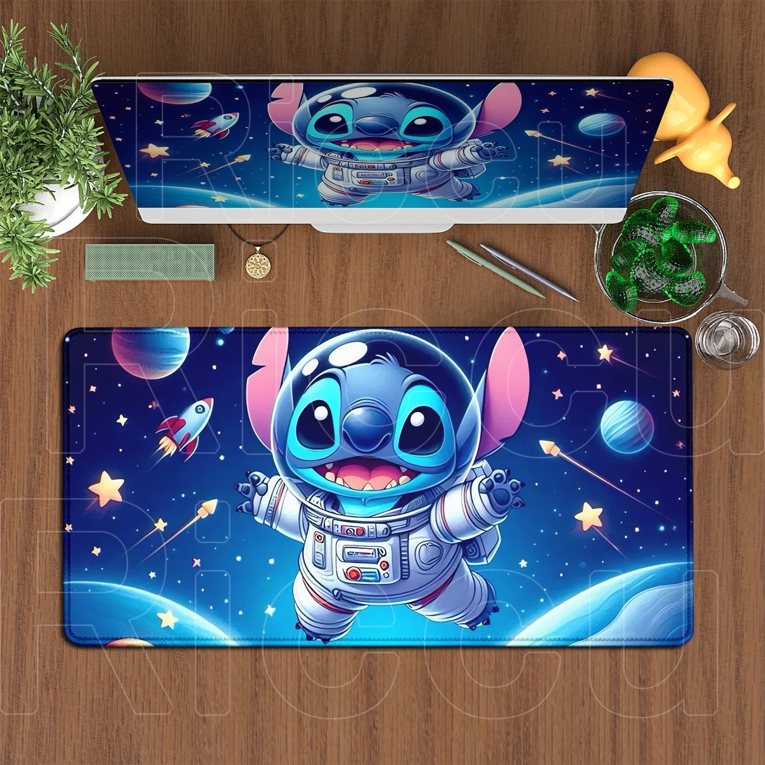 Large Gaming Mice Pad Kawaii Anime Stitch Mousepad Gamer Mausepad XXL Computer Office Speed Deskmat Keyboard Cabinet Accessories