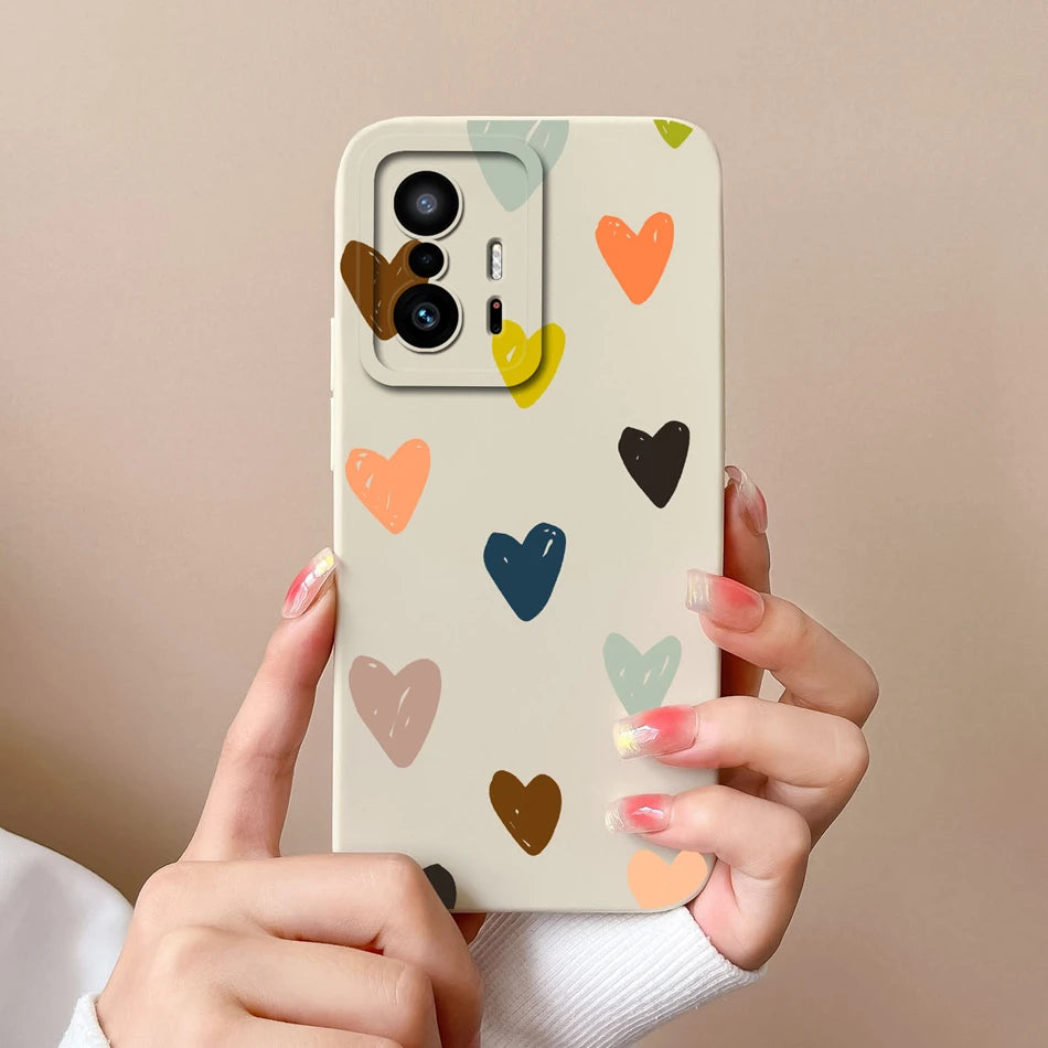 Love Heart Case For Xiaomi 11T Pro Back Cover Soft Liquid Silicone Full Protection Phone Covers For Xiaomi Mi 11t Pro 11 t Funda