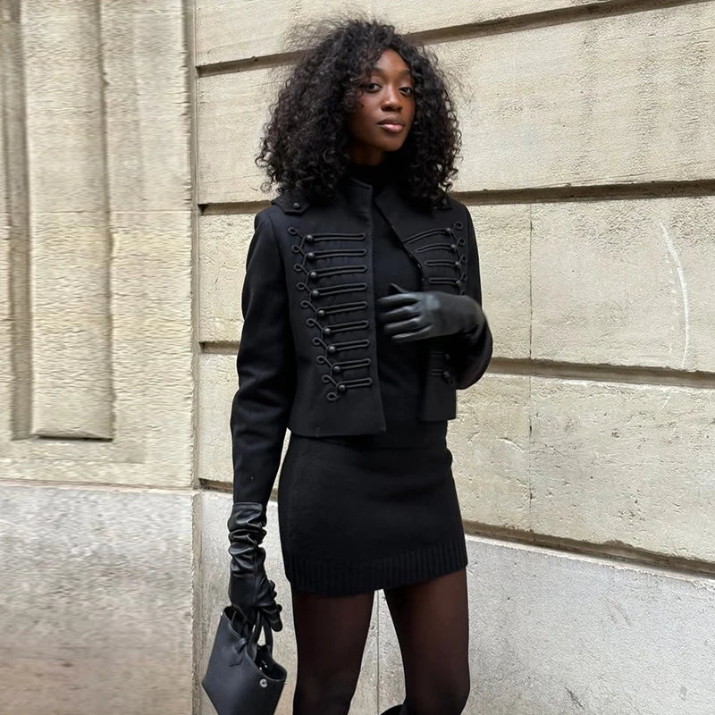Fashion Women's Jacket O-neck Full Sleeve Single Breasted Female Napoleon Jackets 2026 Spring New Chic High Street Lady Coats