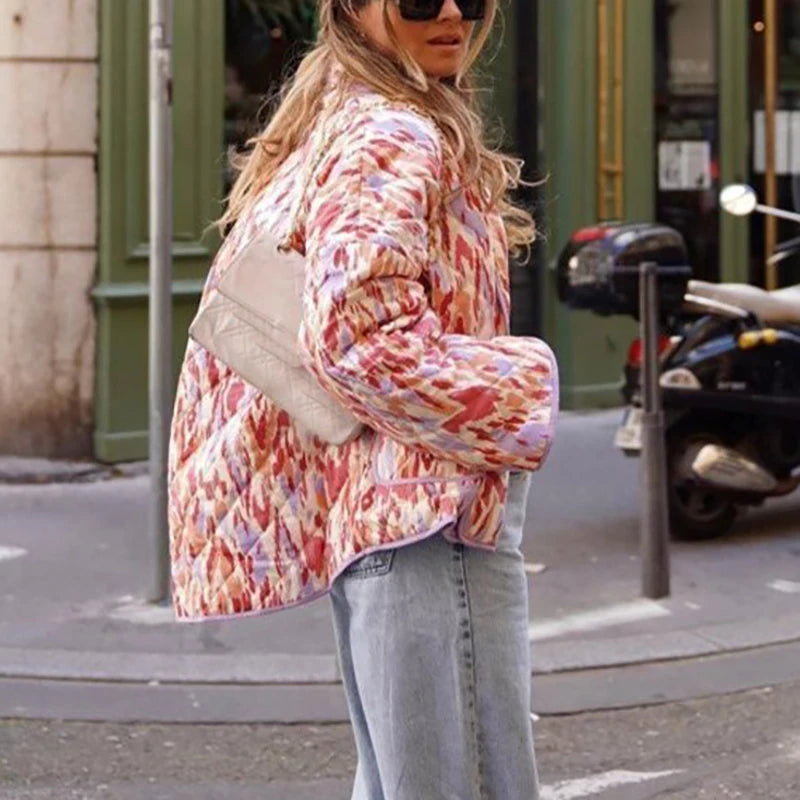 New Printed Pocket Wide Sleeved Ladies Outwear Loose Fashion Women's Double Sided Jacket 2023 Chic Casual Party Street Wear