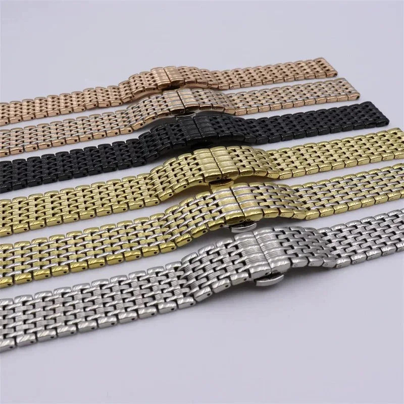 Watchband Stainless steel Bracelets 12mm 14mm 16mm 18mm 20mm 22mm Quartz Wristwatch  fold buckle watch strap accessories 6029#