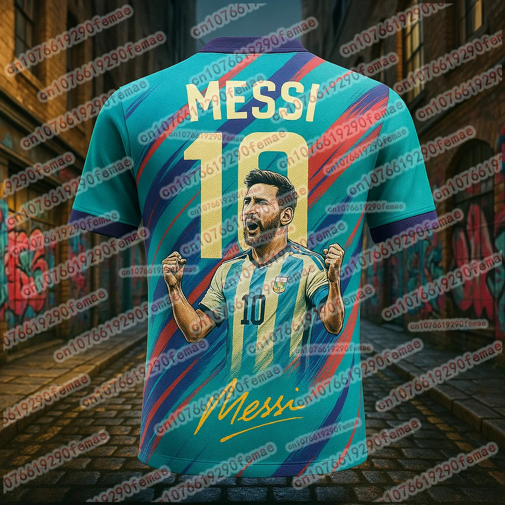 2025 Messi Fashion Superstar 3D Printed Fan Commemorative T-shirt Outdoor Breathable Quick Drying Comfortable Training Jersey
