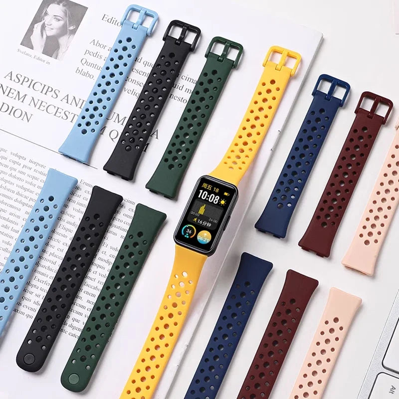 Silicone Straps For Huawei Band 10 9 8 Strap Accessories Replacement Sport Breathable Bracelet Correa Huawei Bands 10 9 8/8NFC