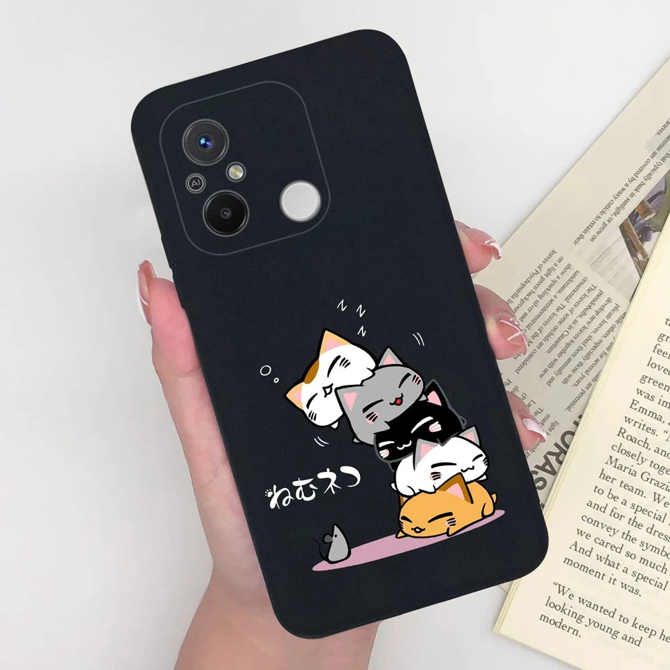 Phone Case For Redmi 12C 11A 4G Cartoon Dinosaur Soft Silicon TPU Matte Back Cover Coque For Redmi 12 C 11 A 4G Funda Capa Shell