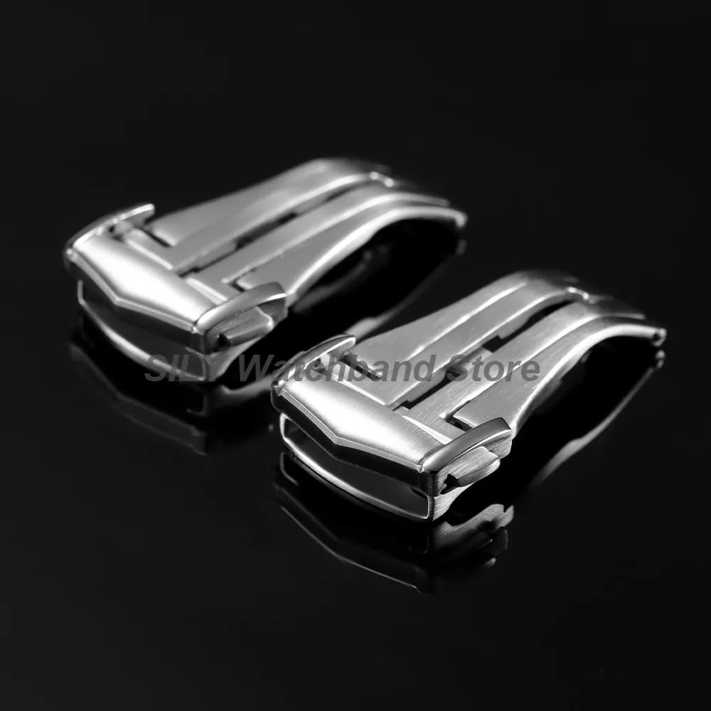 Silver Brushed Watch Buckle 18/20mm Stainless Steel Butterfly Deployment Watch Button Metal Folding Clasp Watch Button Accessory