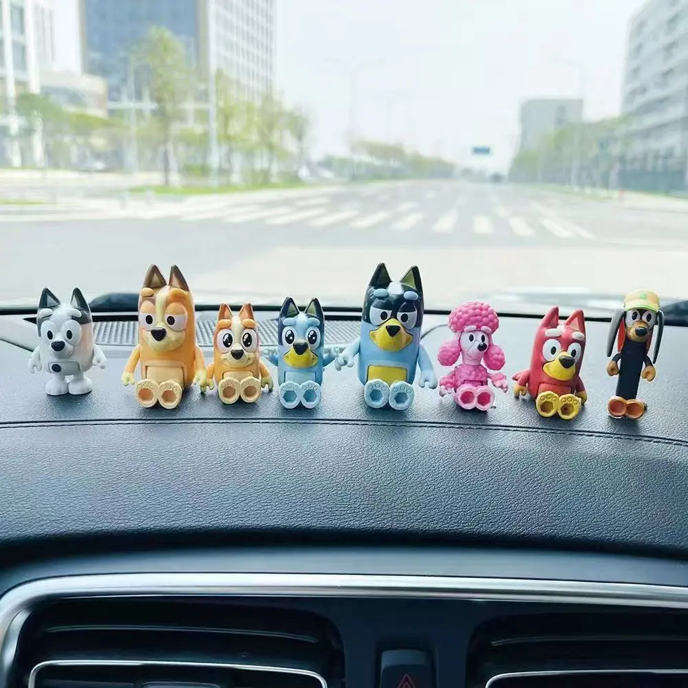 8pce Bluey A model handmade puppy bingo joint movable ornament for children's home play toy KPOP gift