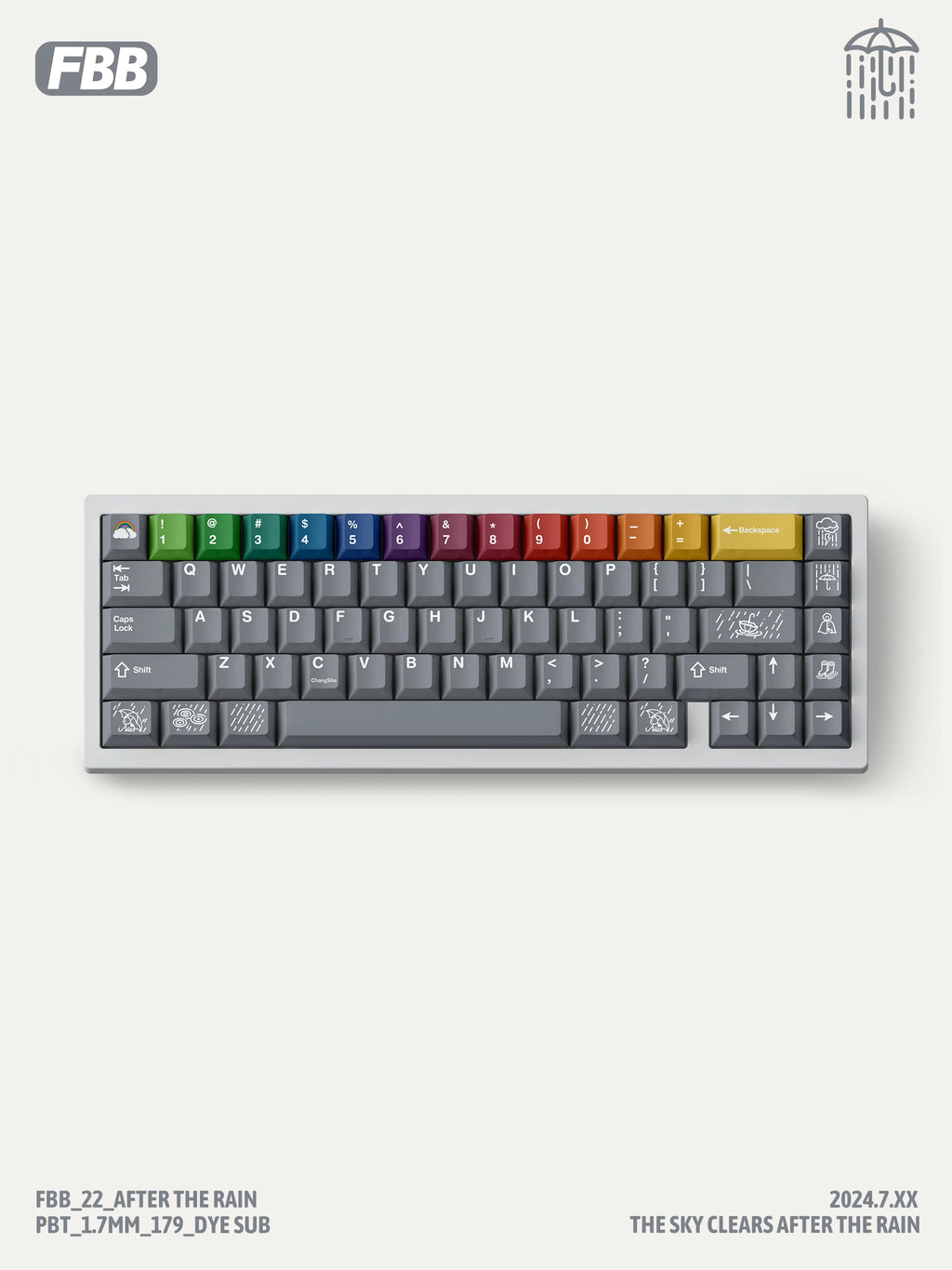 FBB Keycaps After The Rain 179keys PBT Dye-Sub Custom Cherry Profile For Mx Cherry Switch Gaming Mechanical Keyboard 68 75% DIY