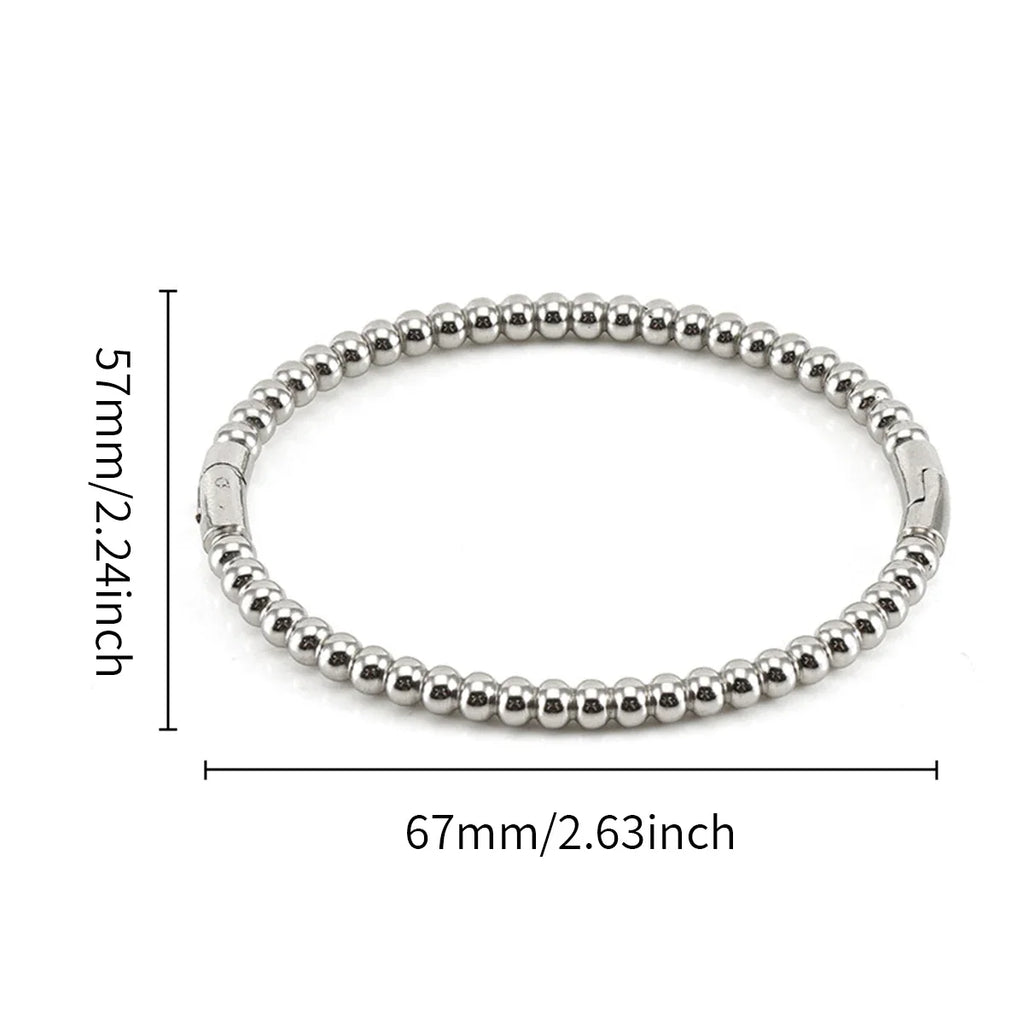 Round Ball Beaded Bracelets Bangles High Quality Stainless Steel Twist Balls Dots Bead Bangle for Women Jewelry