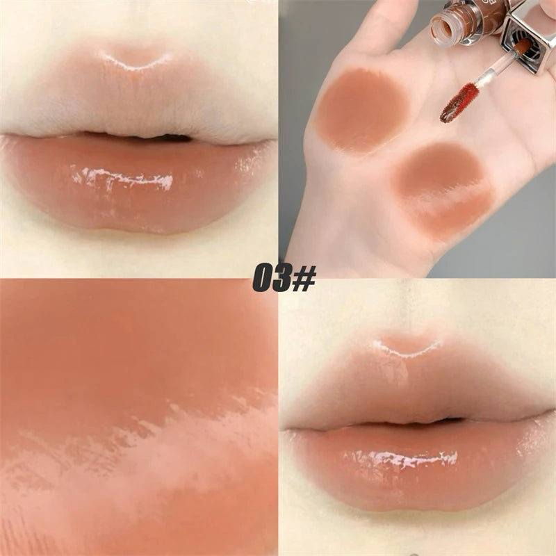 Mirror Water Lip Gloss Black Ice Cube Tube Moisturizing Long Lasting Liquid Lipstick Lipgloss Plump Up Lips Makeup Cosmetics