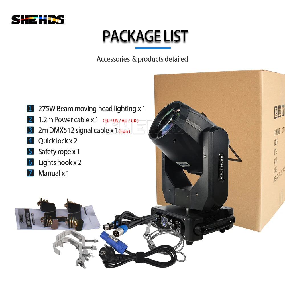 SHEHDS Bulb Beam 275W Moving Head Light Double Prism DMX512 For Night Club Wedding Theater