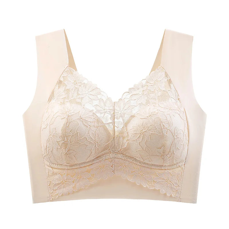 Ladies Comfortable Sexy Lace Seamless Breathable Back Bra All Season Comfortable Without Steel Ring Gathering Anti Sagging Vest