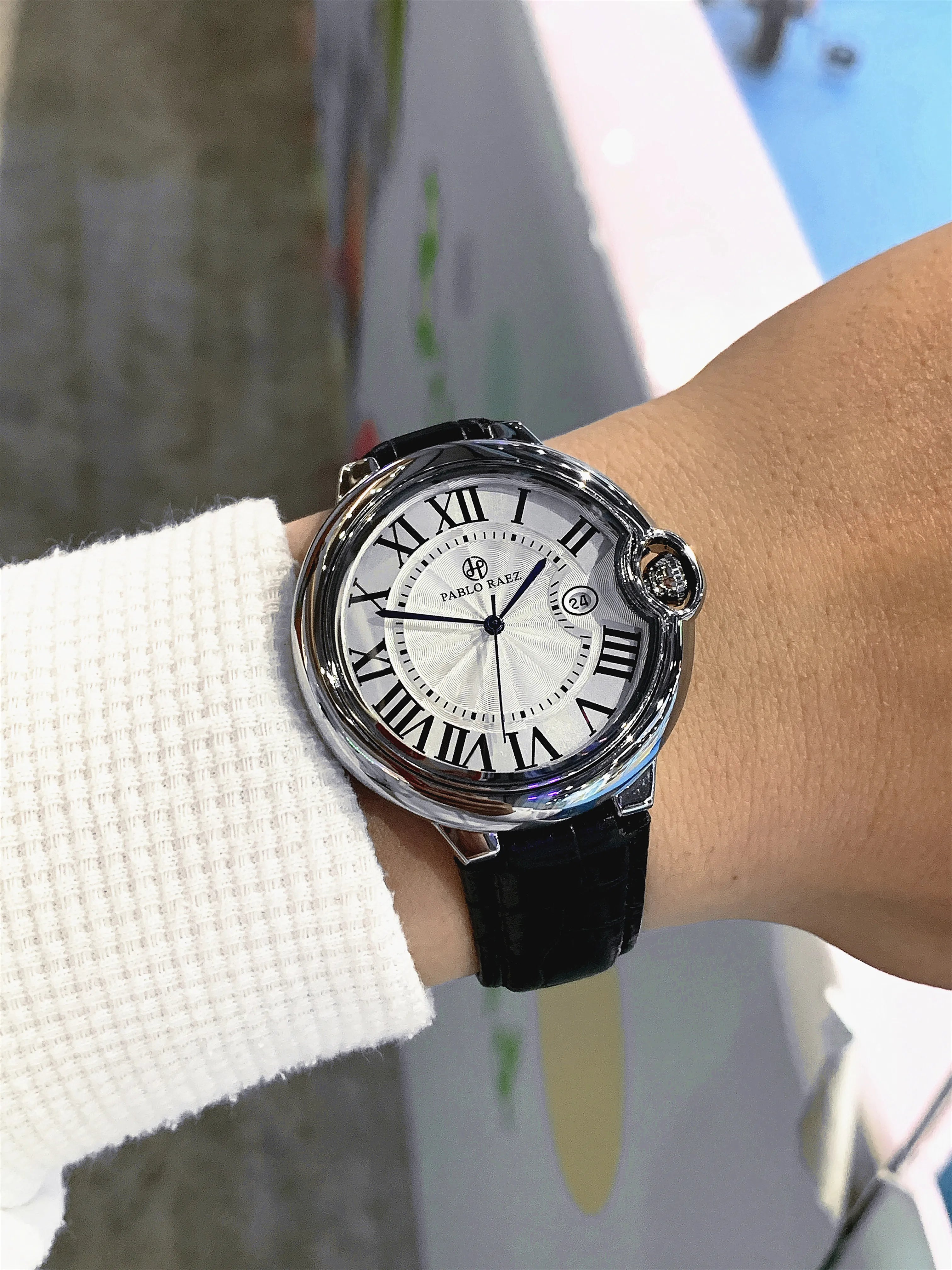 Pablo Raez Couple Watch for Men Women Reloj Mujer Man Quartz Wristwatch Male Simple Leather Strap Ladies Roman Numerals Clock