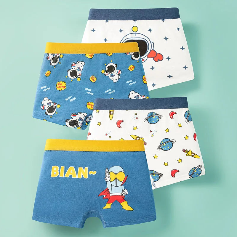 4/8 Pcs Soft Breathable Comfortable Boys Boxers Briefs High Quality Cotton Children Boxer Shorts Various Patterns Kids Underwear