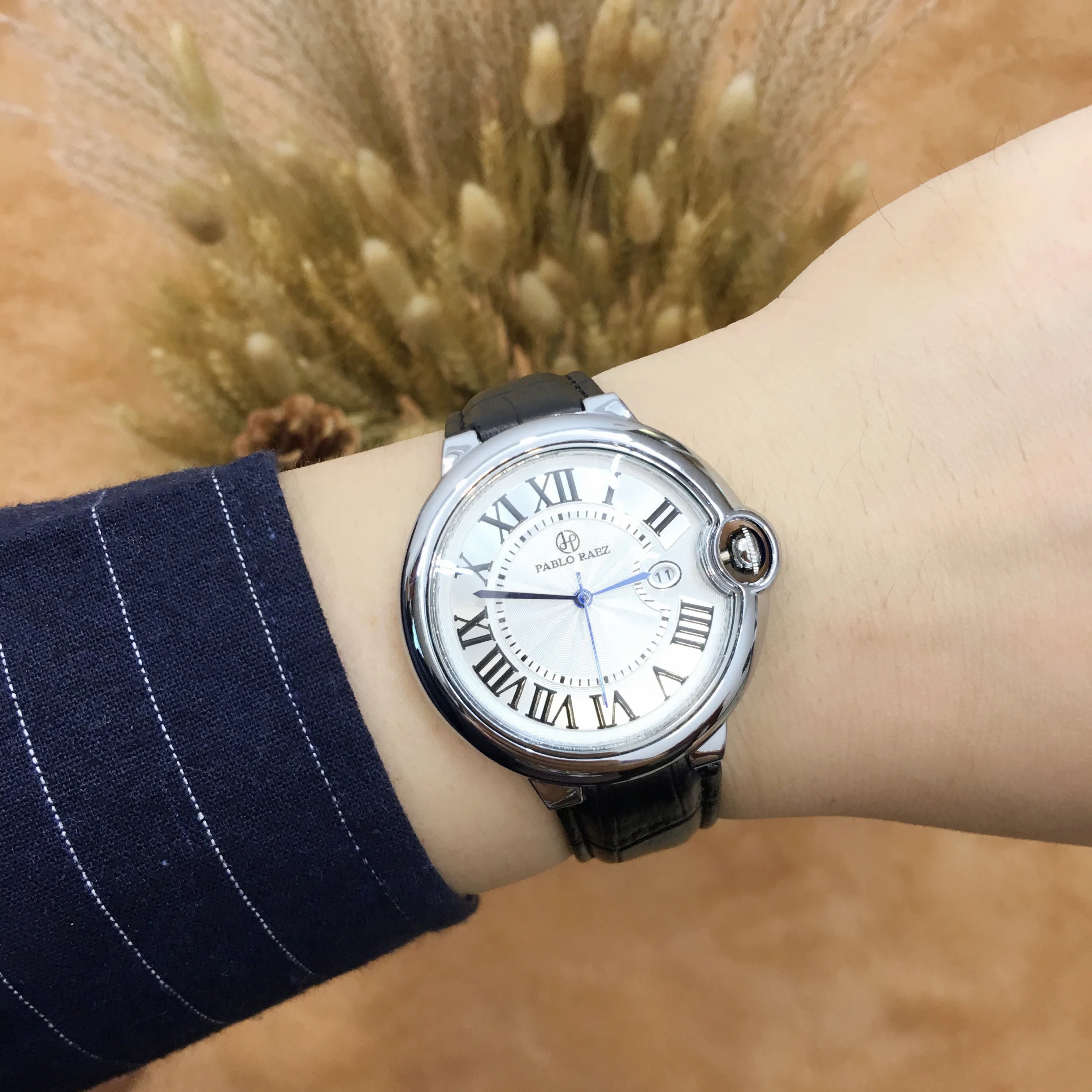 Pablo Raez Couple Watch for Men Women Reloj Mujer Man Quartz Wristwatch Male Simple Leather Strap Ladies Roman Numerals Clock