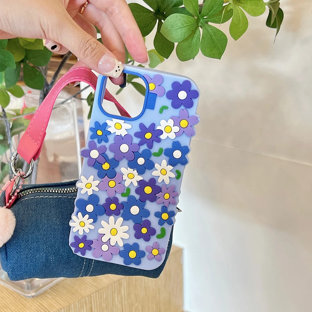 INS Korean Daisy Flower Soft Silicone Luxury Phone Case for IPhone 16 15 13 14 17 Pro Max 14 Plus Fashion Cute Floral Back Cover