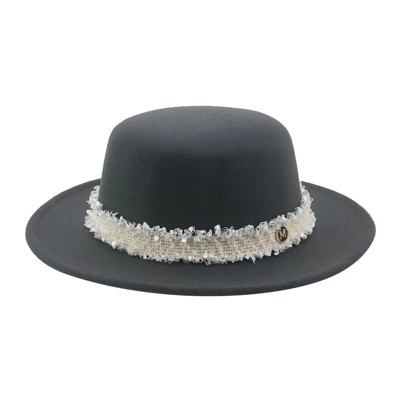 Hats for Women Fedoras Felted Hat Flat Dome Solid Band Luxury Elegant Fahsion Jazz Cap Women's Hat Women Hat Sombreros De Mujer