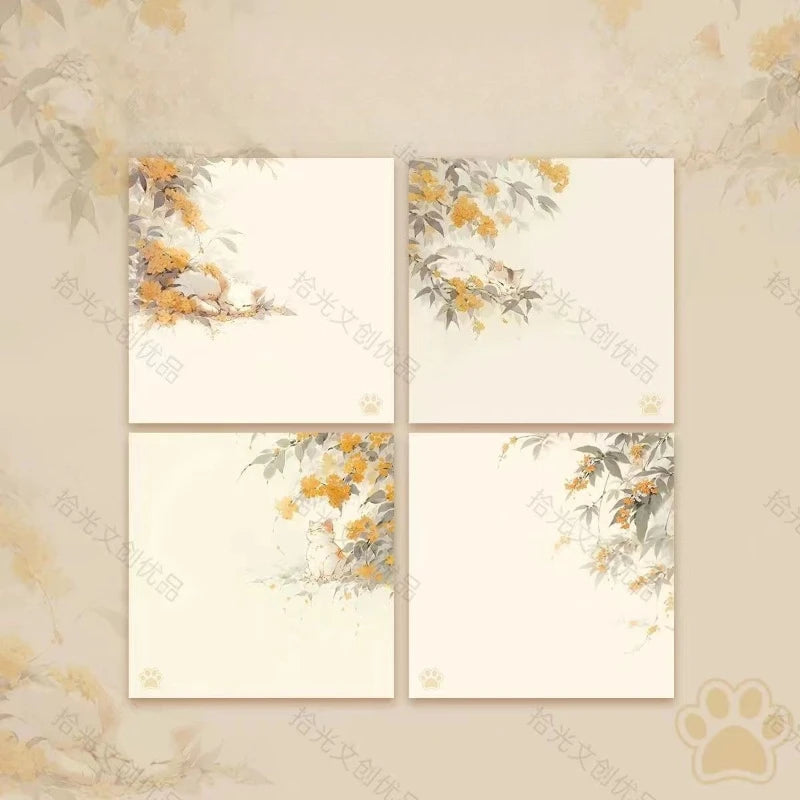 Office School Supplies Cute Osmanthus Cat Note Pad Small Fresh and Beautiful Literary Tearable Niche Student Kawaii Stationery