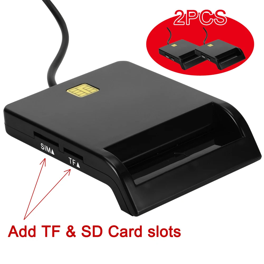Portable USB 2.0 Smart Card Intelligent Card Reader DNIE ATM CAC IC ID Bank Card SIM Card Cloner Connector for Windows Linux