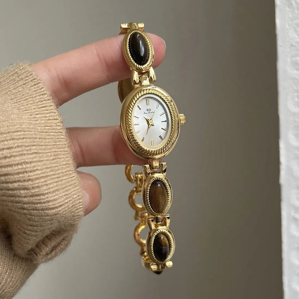 High End Medieval Light Luxury Pearl Bracelet Watch Jewelry Jade Quartz Bracelet Women's Watch Gift For Women Lady Fashion Watch