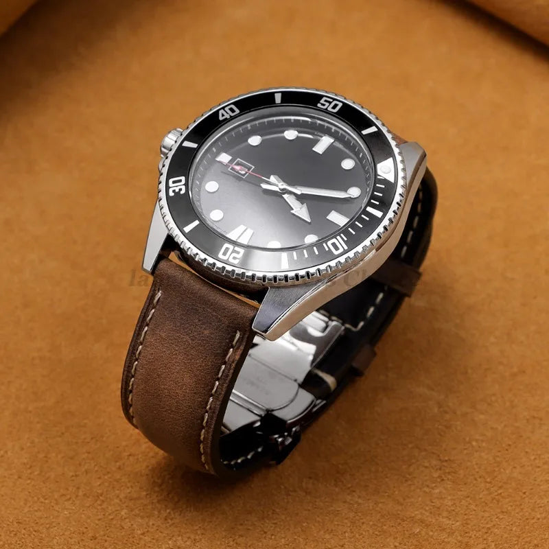 Genuine Calfskin Leather Watchband for Seiko for Omega Business Watch Band 14/16/18/20mm 22mm Butterfly Buckle Stitching Straps