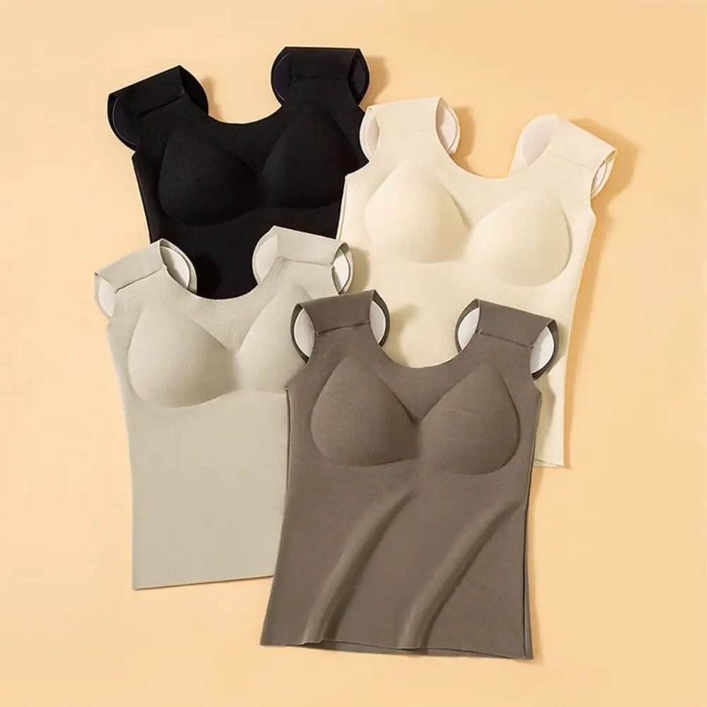 U-neck Right-angle Shoulder Vest Seamless Invisible Thermal Underwear Winter Autumn Sleeveless Underwear for Women