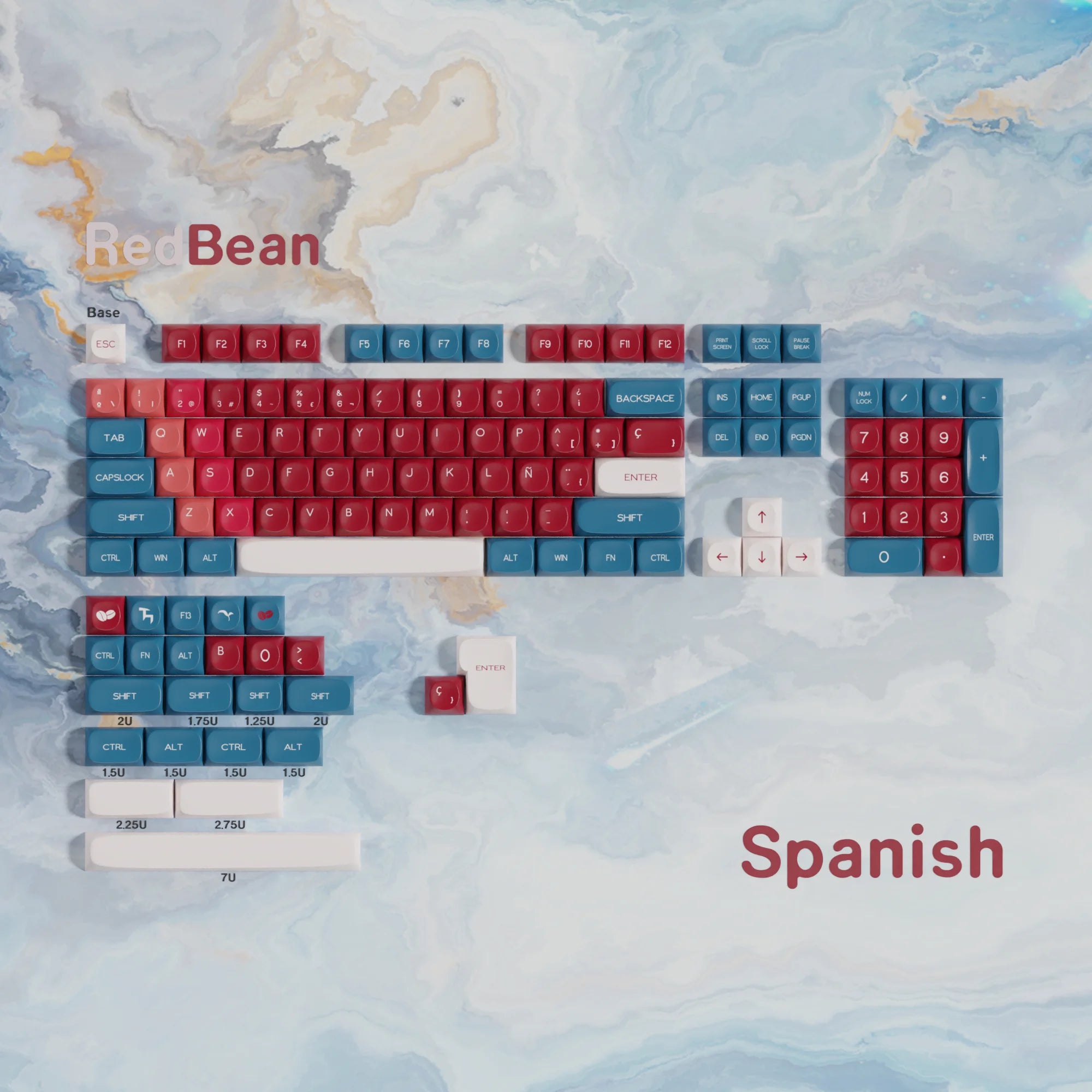 ES Spanish PBT Keycaps MOA Cherry Red Blue Samurai Night Sakura Morandi Dye Sub Keycap For ISO Layout Ansi Mechanical Keyboard