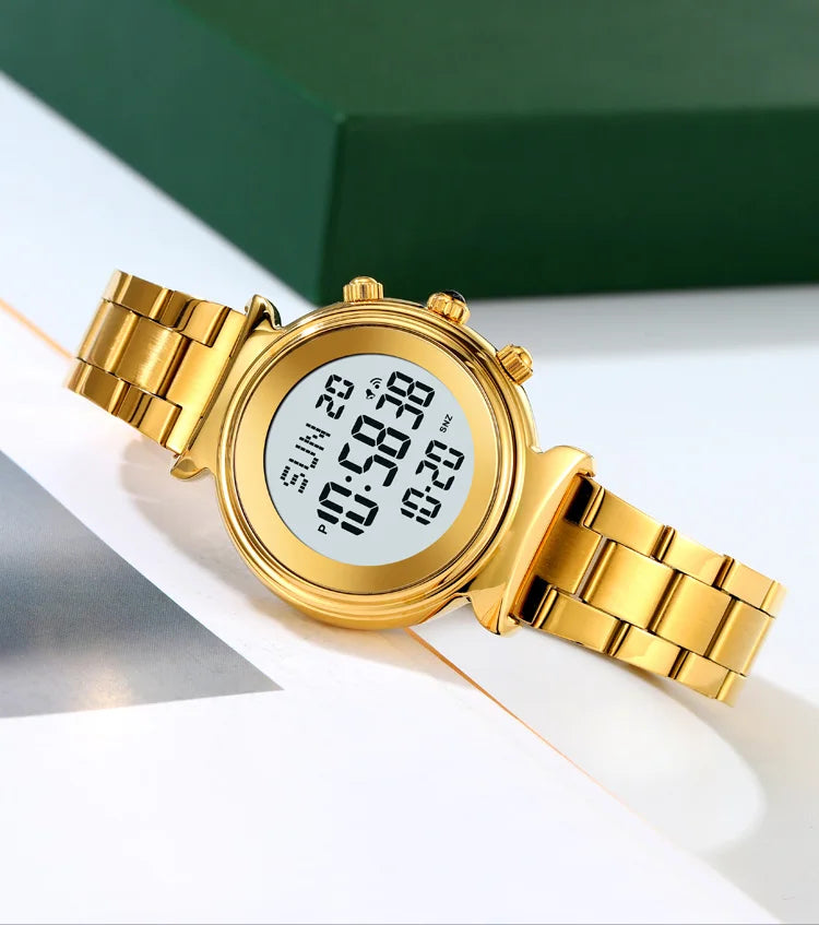 SKMEI Fashion Women's Alloy Digital Business Watch Waterproof Steel Strap Women Watch Simple Exquisite Silver Watch with 2408