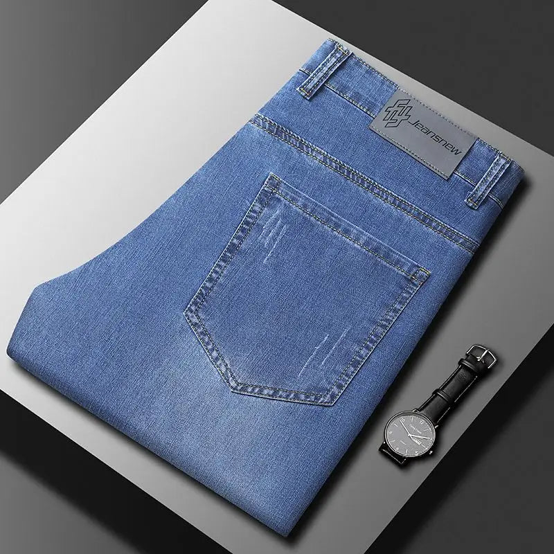 Summer Thin Mens Clothing Cowboys Slim Straight Jeans Men Denim Pants Casual Regular Fitness Men's Trousers Light Blue 2025