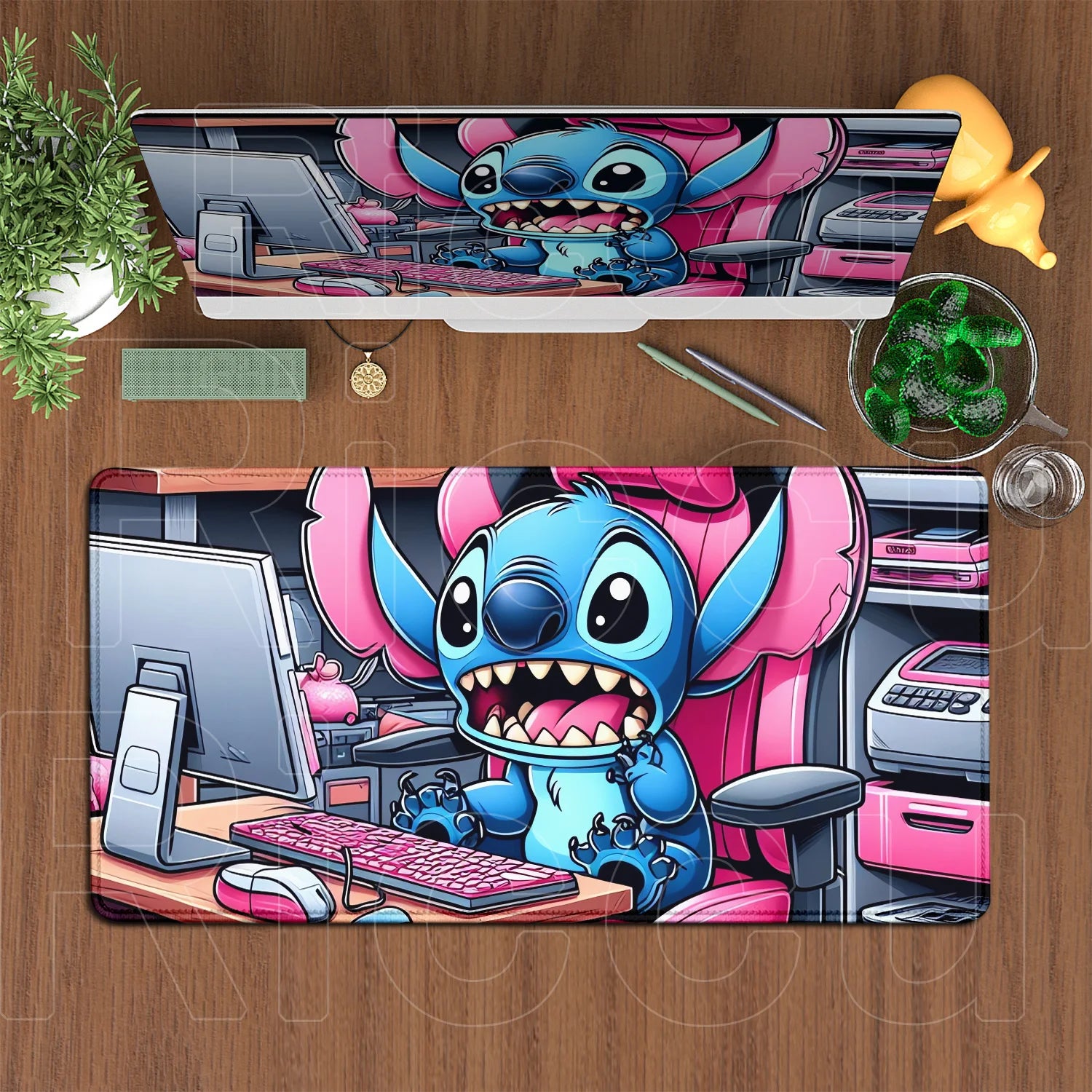 Large Gaming Mice Pad Kawaii Anime Stitch Mousepad Gamer Mausepad XXL Computer Office Speed Deskmat Keyboard Cabinet Accessories