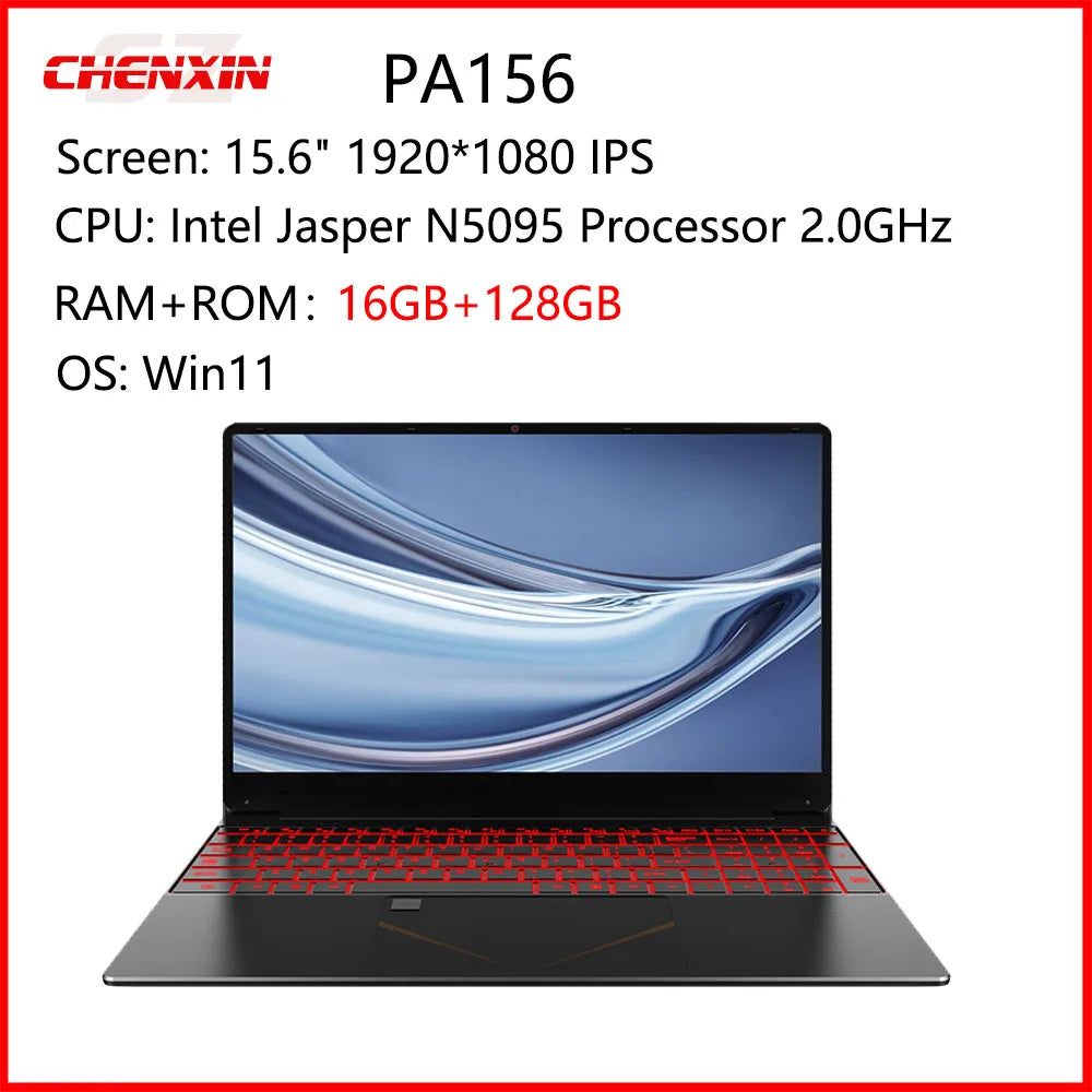 15.6inch PA156 Laptop Computer Win11 Intel N5095 16G 128G/256G/512G Notebook Netbook Backlit Keyboard WIFI HD BT4.0 USB3.0 3.0MP