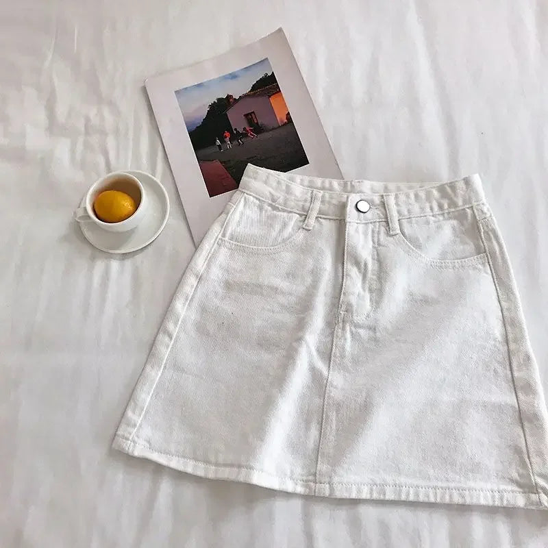 Women's Summer Skirt Casual Big Size Jeans A-line Short Skirt High Waist Denim Vintage Tassel Female Clothing DURIKIES