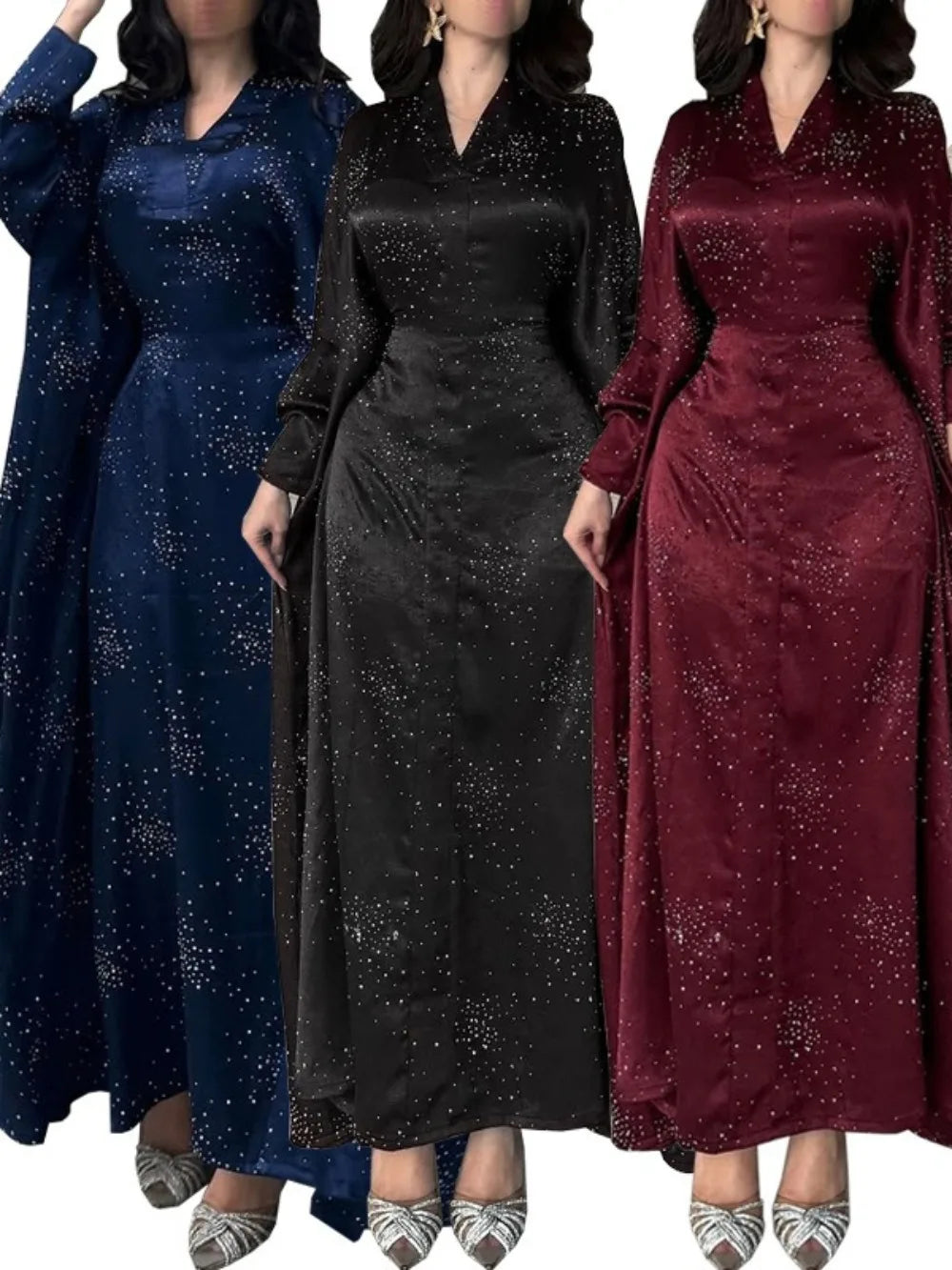 Eid Muslim Abaya Women Diamond Dress Party Night Ramadan Arab Dubai Dresses Kaftan Vestidos Largos Long Robe Jalabiya 2025