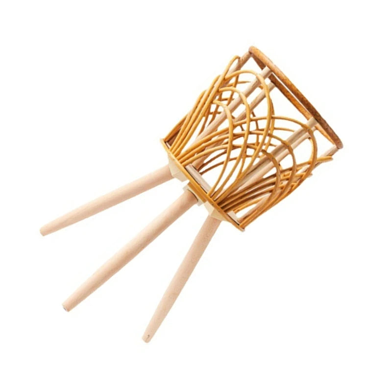 Rattan Indoor Plant Stand Straw Woven Flowers Pot Holder Stool with Legs Floor Planter Baskets Rack Wooden Plant DropShipping