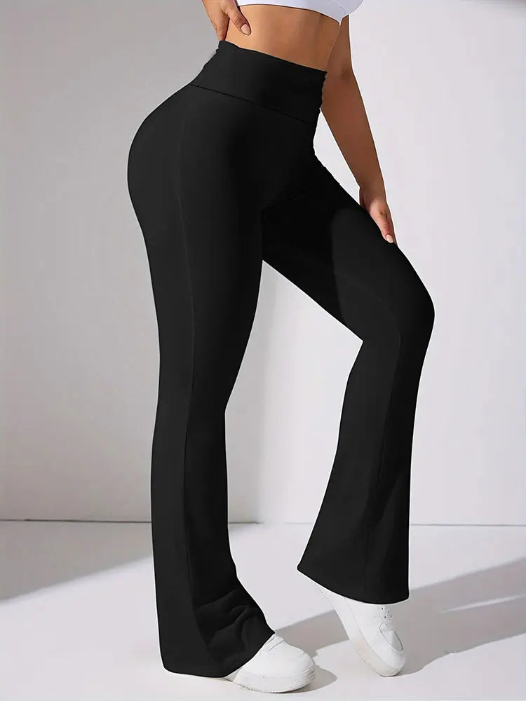 Fashion Casual Sports Flared Pants Ultra Soft Knitted Butt Lifting Fitness Yoga Long Pants Activewear Plus Size Women's Clothes